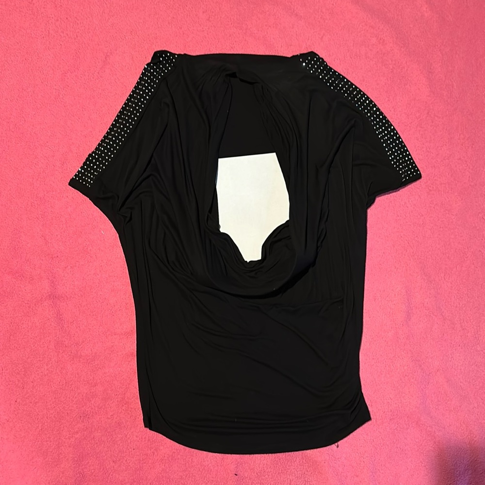Rhinestone Black Cutoff Top